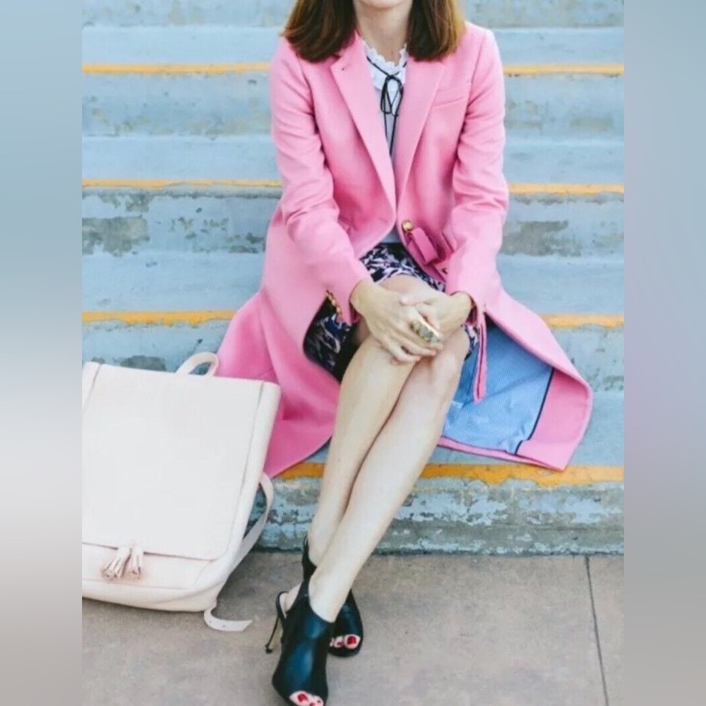 J Crew Olivia Pink Wool Cashmere Topcoat Size 6